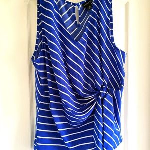 Royal Blue and White Stripped Blouse